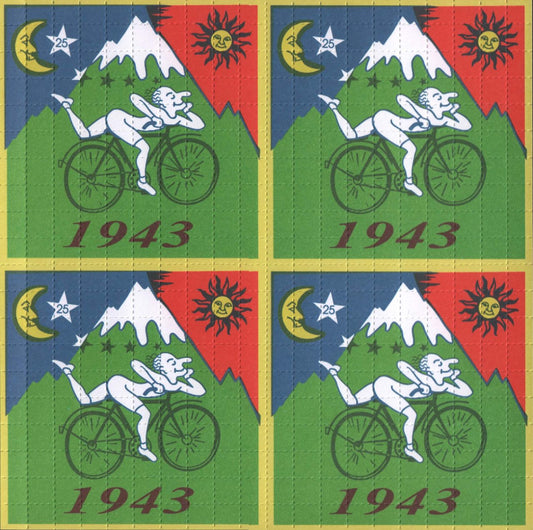 Framed Albert Hofmann Bike Ride 1943 4 panel 19cm x 19cm Blotter Art