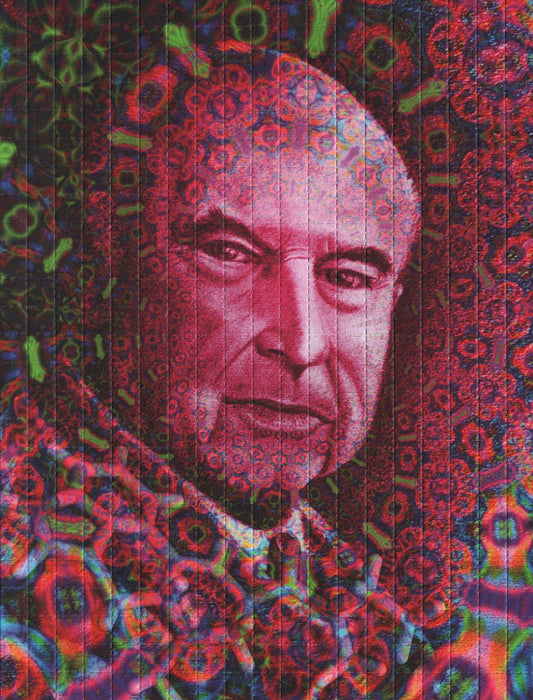 Framed Albert Hofmann Celebration Pink 8mm 20 x 15.2cm Perforated Blotter Art