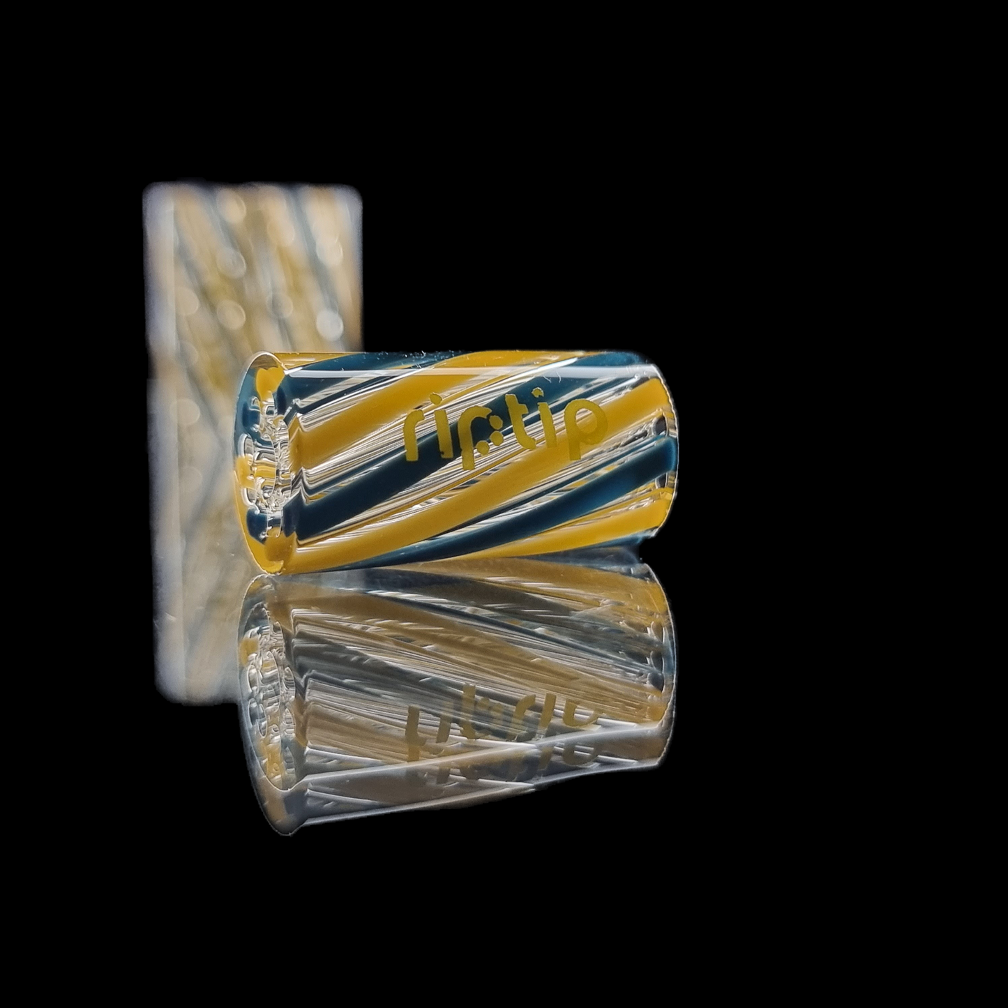 Blue & Yellow Pinstripe Coloured RipTips by Gordo Scientific - Coloured Glass Filter Tips